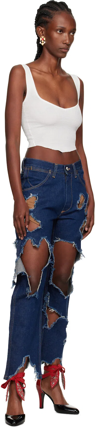 VALENTINO GARAVANI Black And Red Foliefoliage Décolleté