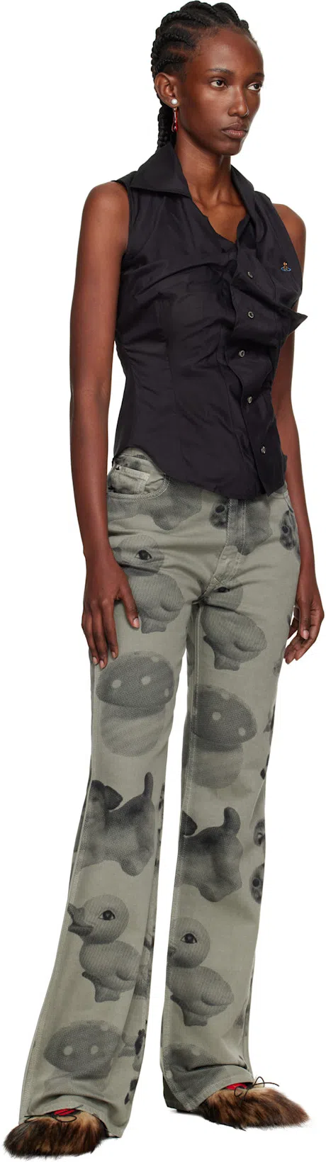 VIVIENNE WESTWOOD Sleeveless Collared Shirt Button Detailing In Gray