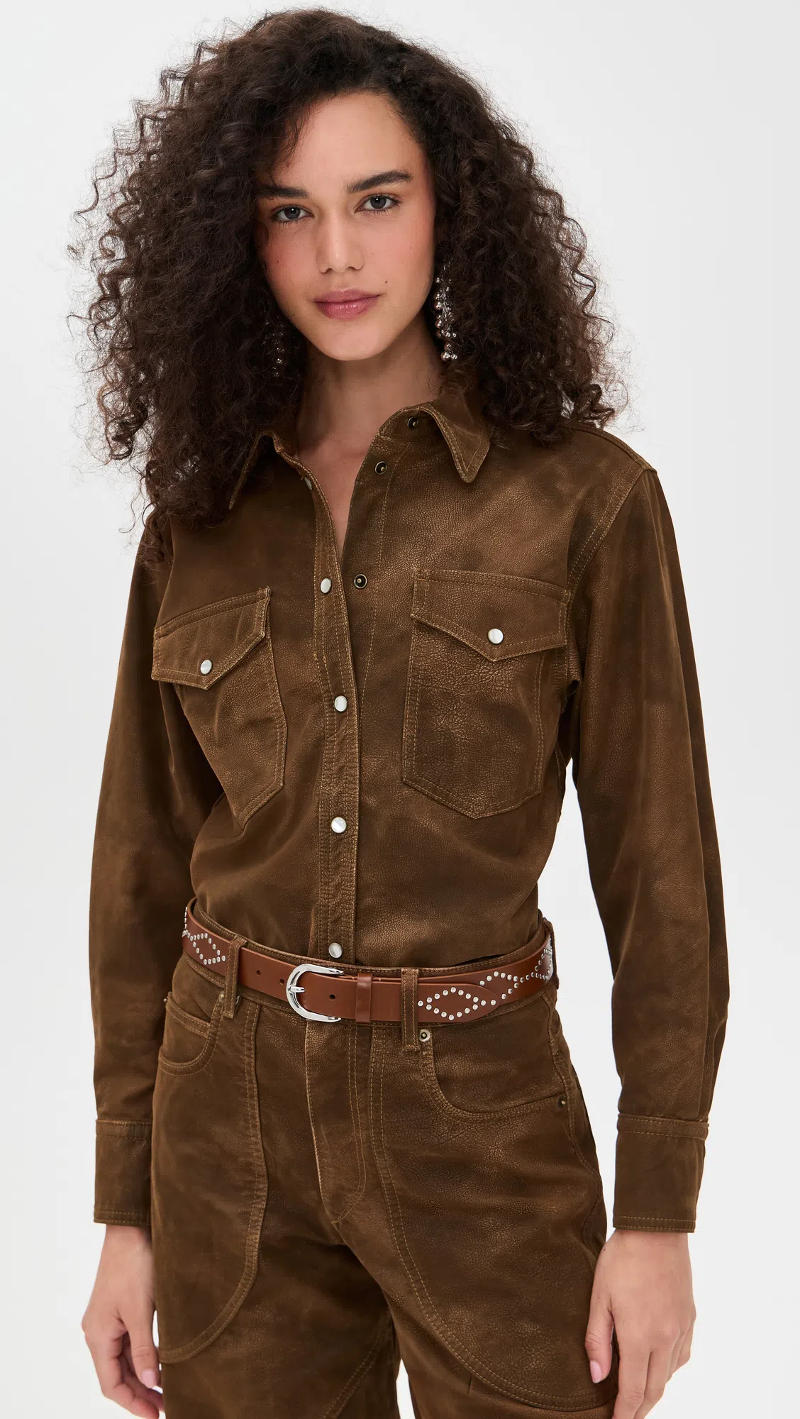 ISABEL MARANT Denver Leather Knee High Western Boots In Brown