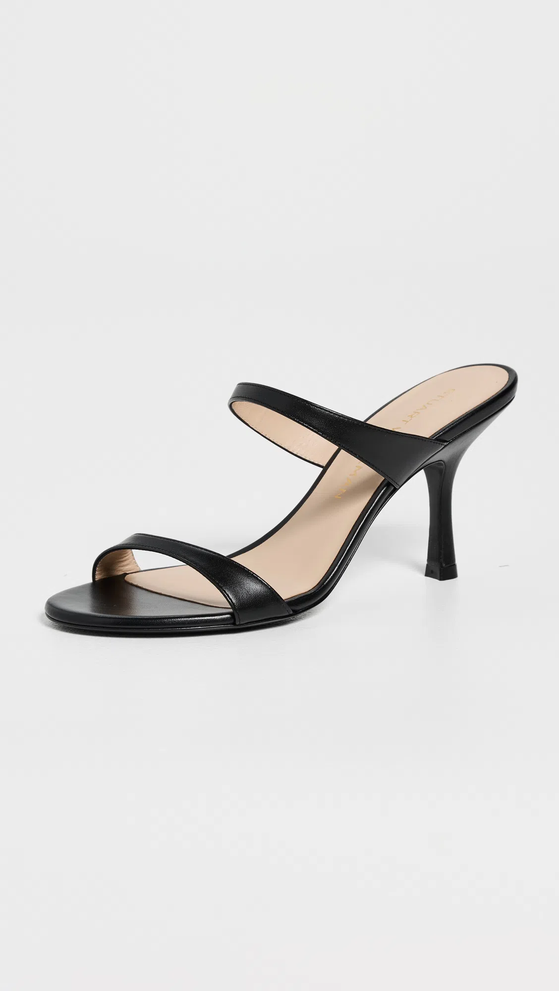 STUART WEITZMAN Nudist Patent Leather Dual-strap Sandals In Black