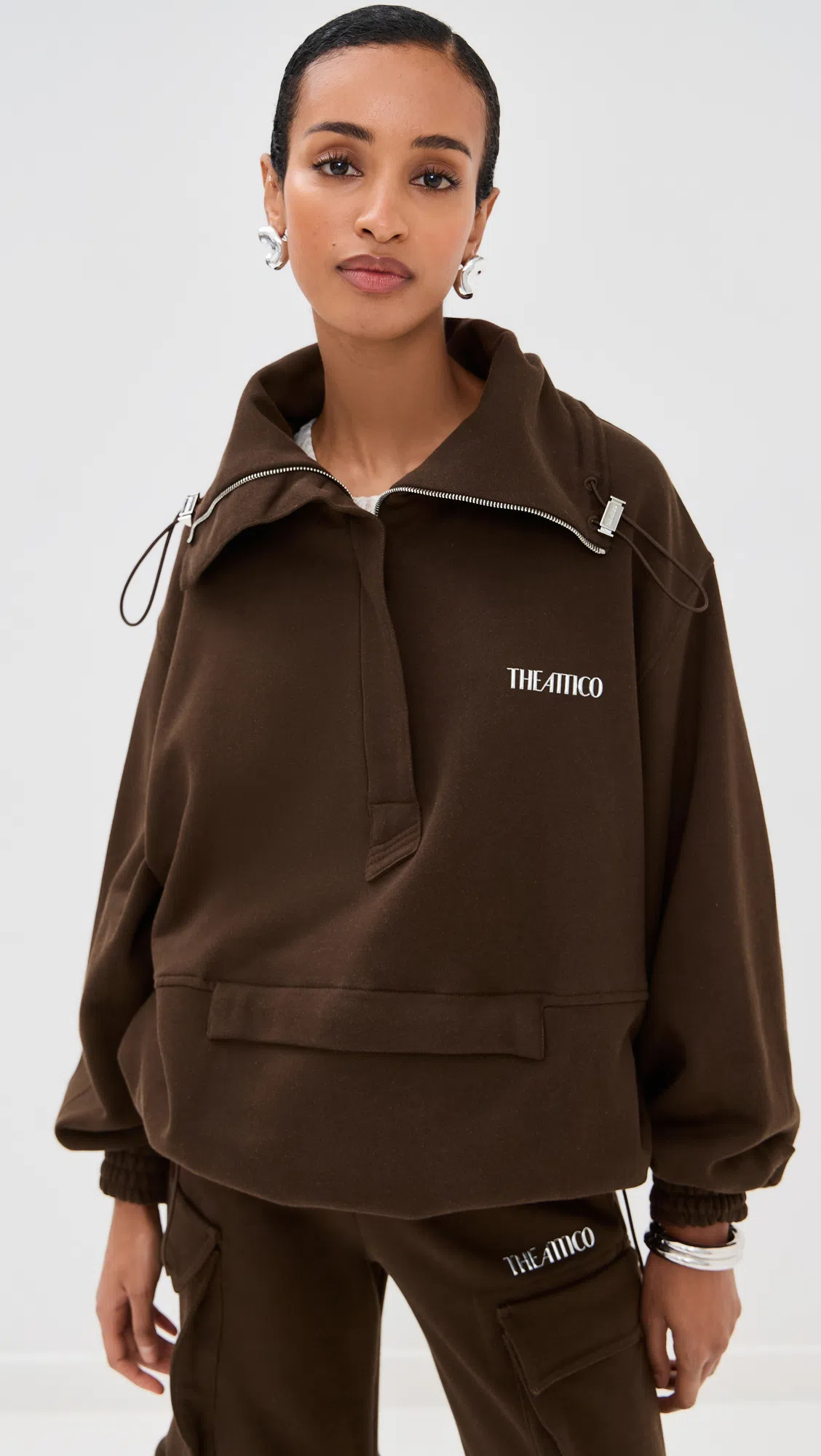 ATTICO Cotton Sweatshirt Logo 251wcb00091jjf007a R Attic 204 In Brown