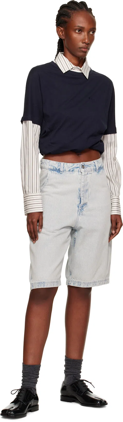 MAISON MARGIELA Lace-up Derbies In Black Leather In Animal Print