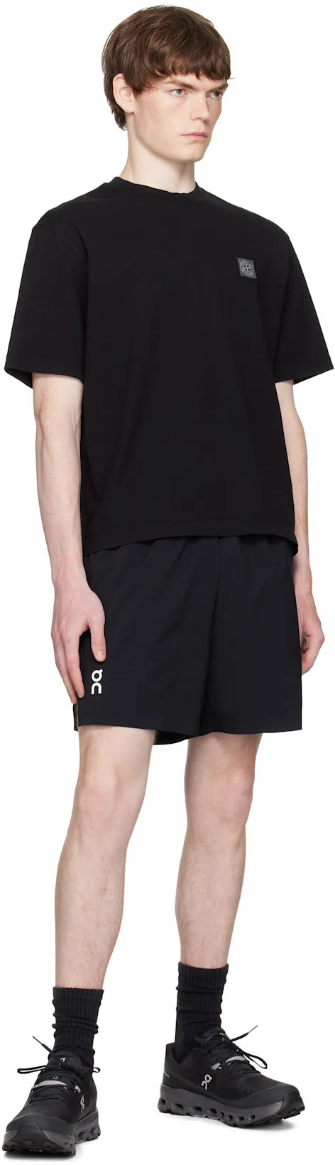 STONE ISLAND Logo Cotton T-shirt In Black