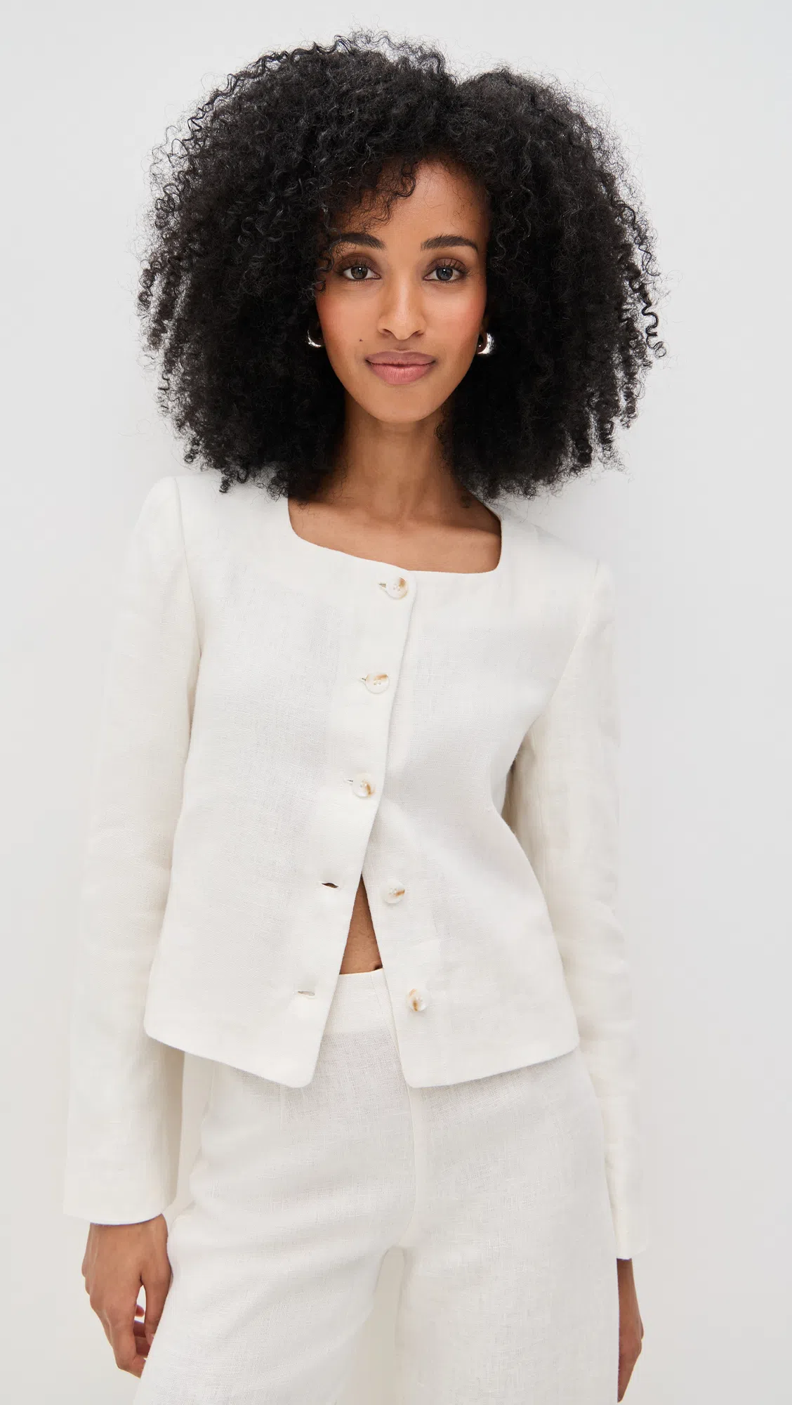 POSSE Emma Cropped Linen Jacket In Neutral