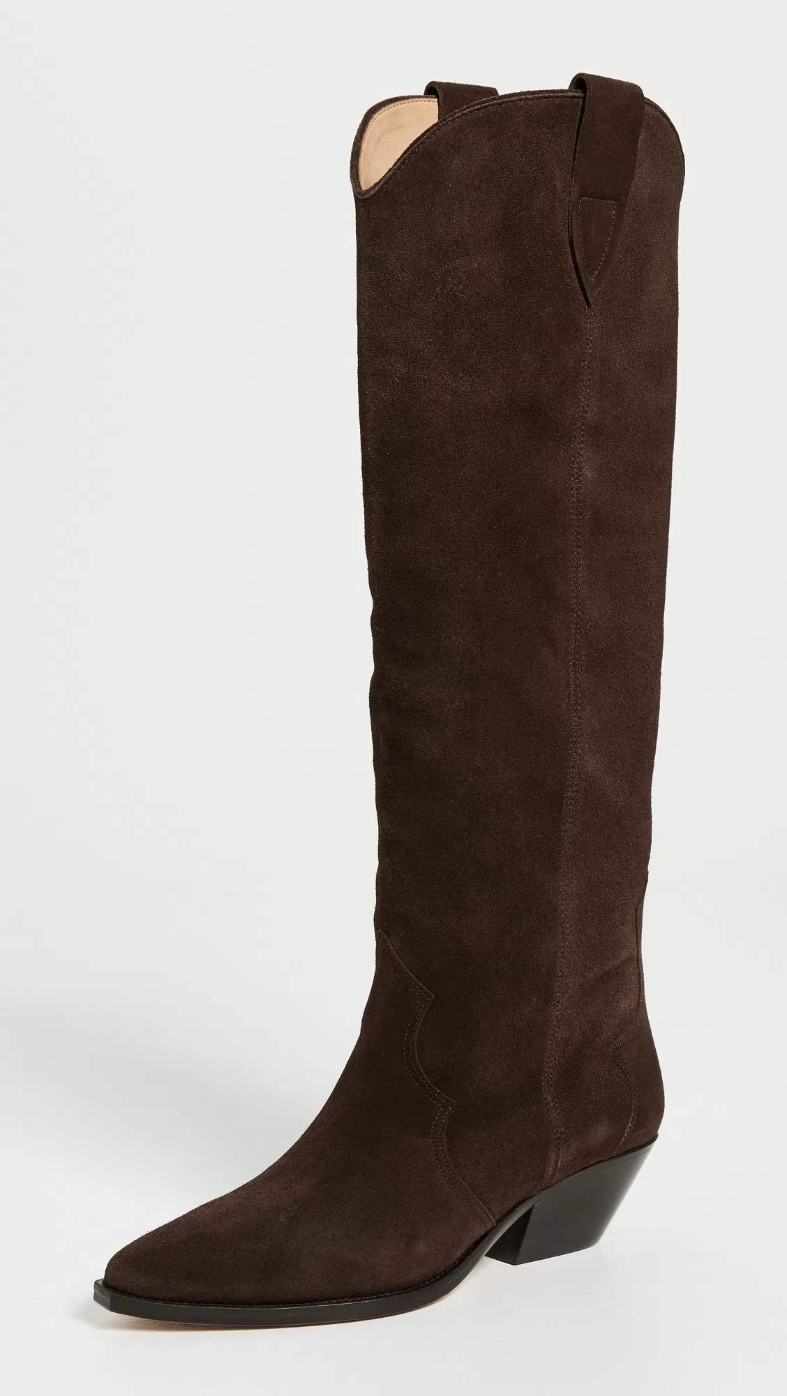 ISABEL MARANT Denver Leather Knee High Western Boots In Brown