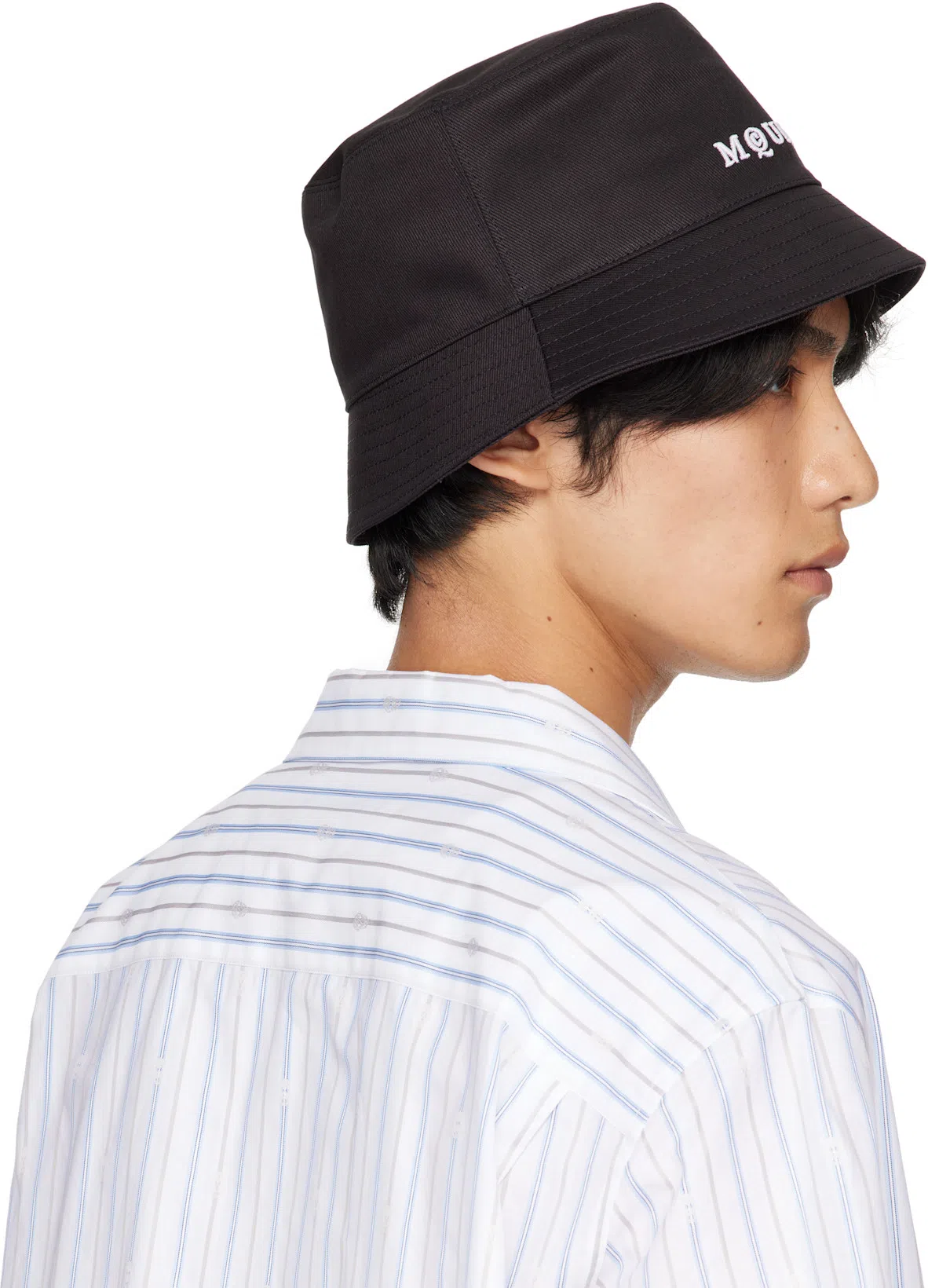 ALEXANDER MCQUEEN White & Blue Skull Stripe Shirt