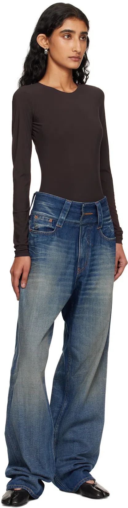 MAISON MARGIELA Split-toe Design Black Lambskin Pumps With Calfskin Lining