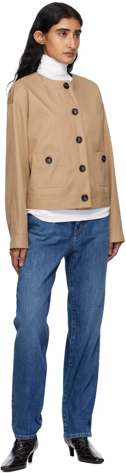 TOTÊME Toteme Women The Mid Heel Boot Leather Boots With Croco Effect In Brown