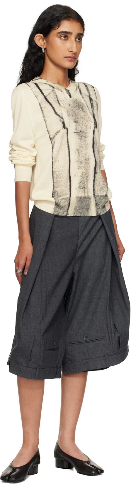 MAISON MARGIELA Split-toe Design Black Lambskin Pumps With Calfskin Lining