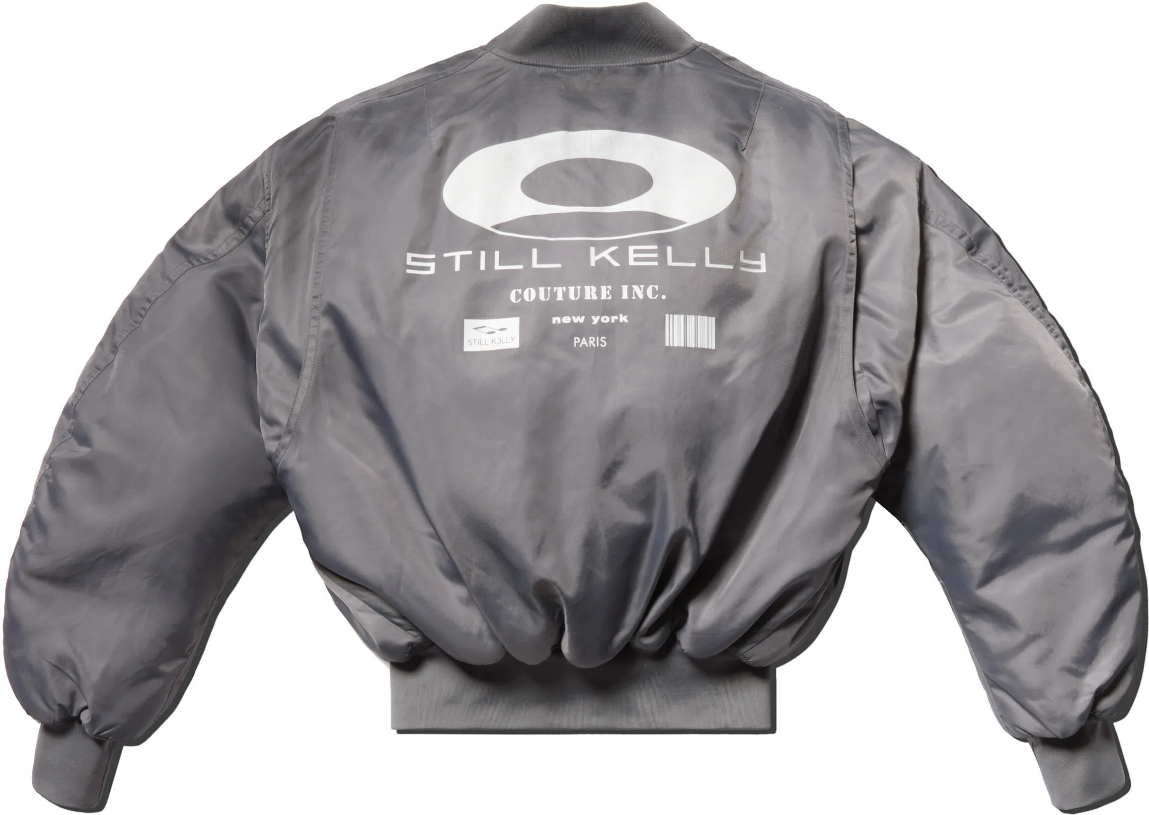 STILL KELLY Gray Round Bomber Jacket