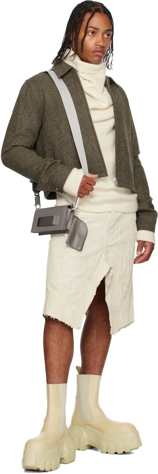 RICK OWENS Beige Hollywood Beatle Mega Tractor Chelsea Boots In 81 Parchment