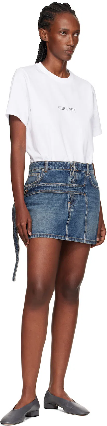 VICTORIA BECKHAM White Crewneck T-shirt With Slogan Print On The Front In Cotton Woman