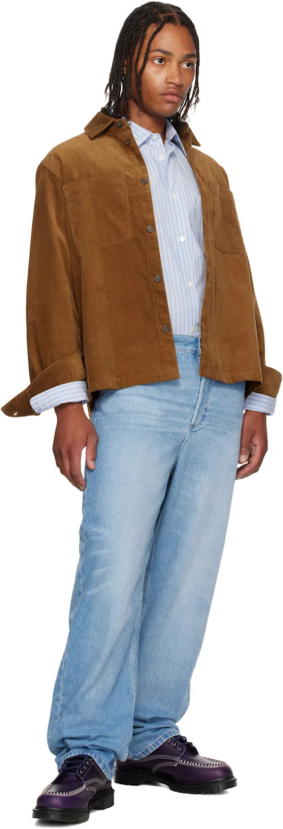 DR. MARTENS Lowell Contrast-stitch Leather Brogues In Purple