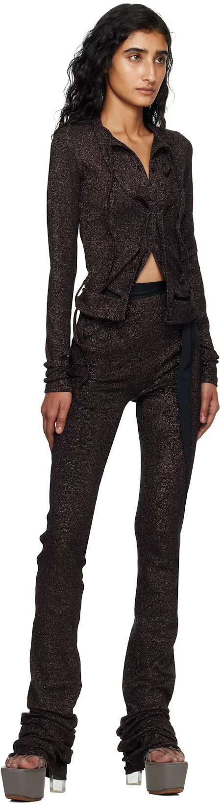 RICK OWENS Gray Hollywood Web Platform 65 Heeled Sandals