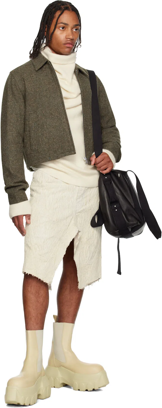 RICK OWENS Beige Hollywood Beatle Mega Tractor Chelsea Boots In 81 Parchment