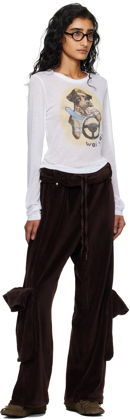 BOTTEGA VENETA Brown Triangle Stud Logo Round Glasses