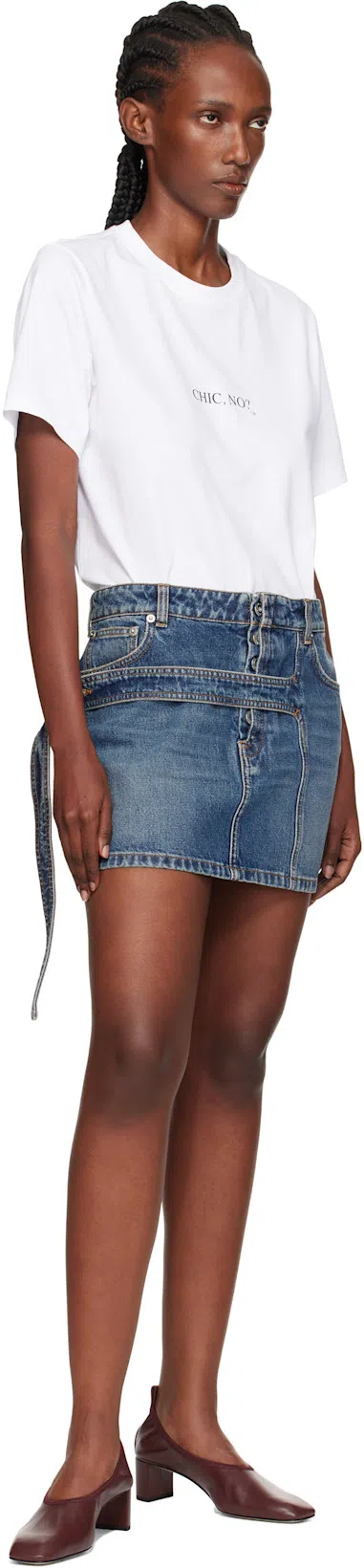 VICTORIA BECKHAM White Crewneck T-shirt With Slogan Print On The Front In Cotton Woman