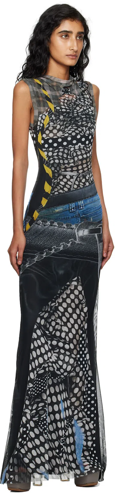 RICK OWENS Gray Hollywood Web Platform 65 Heeled Sandals