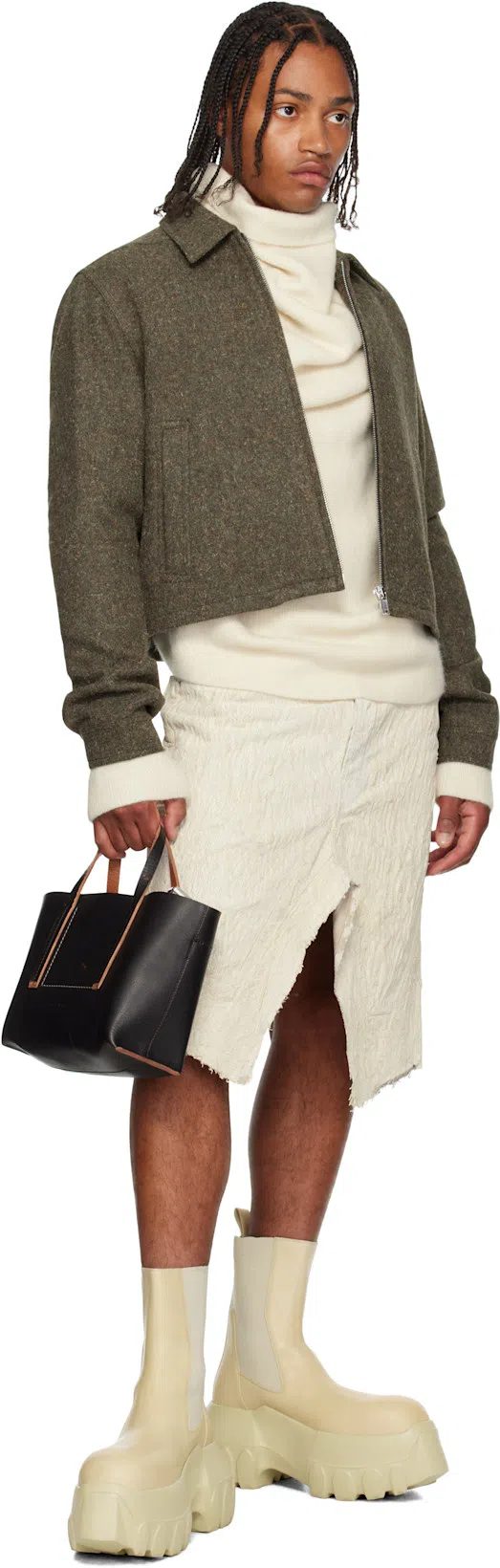 RICK OWENS Beige Hollywood Beatle Mega Tractor Chelsea Boots In 81 Parchment