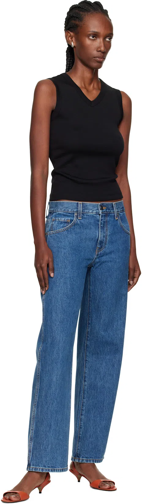 KHAITE Abigail High Rise Straight Jeans In Blue