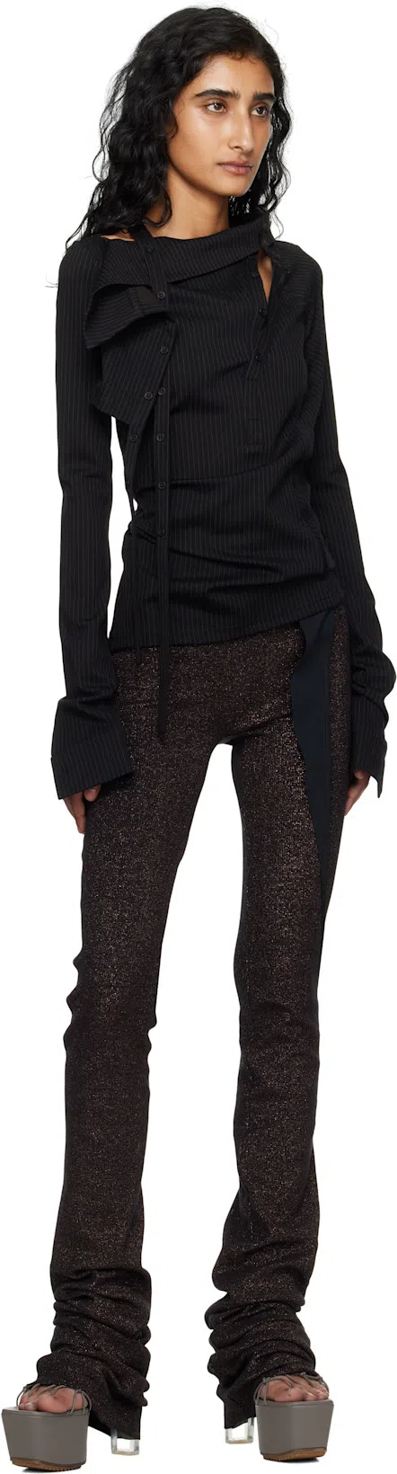 RICK OWENS Gray Hollywood Web Platform 65 Heeled Sandals