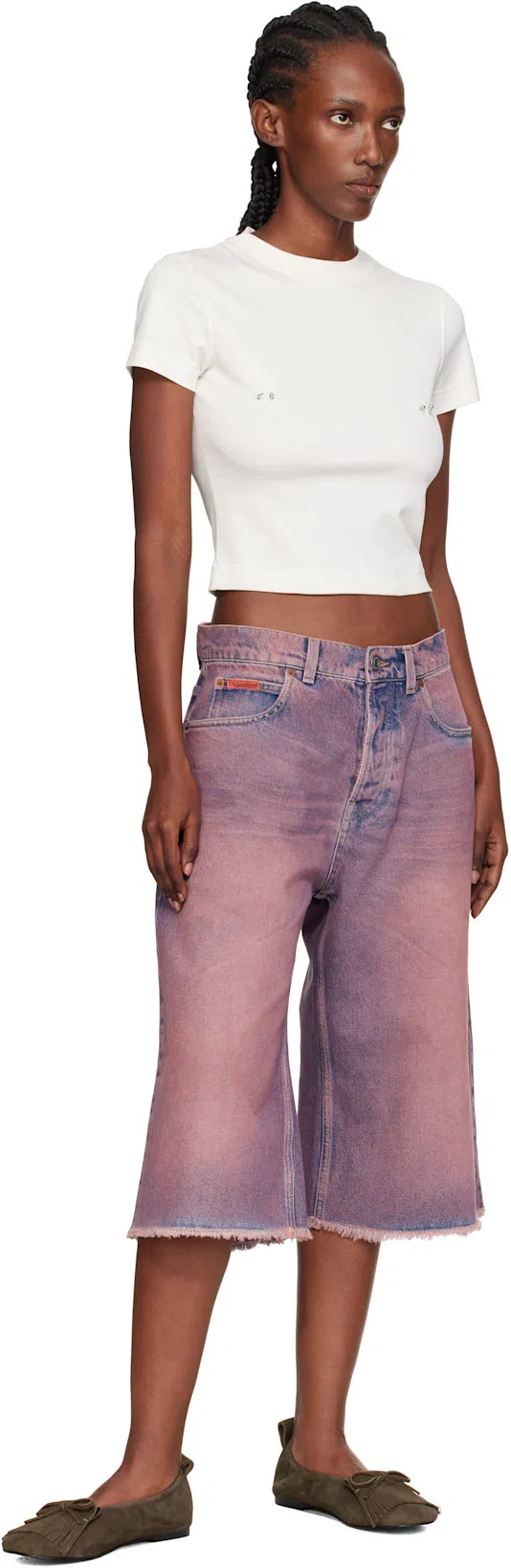 MUGLER Piercing-detail Cotton T-shirt In White