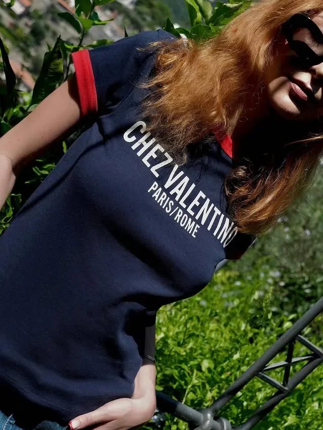 VALENTINO Garavani Navy Blue Cotton T Shirt