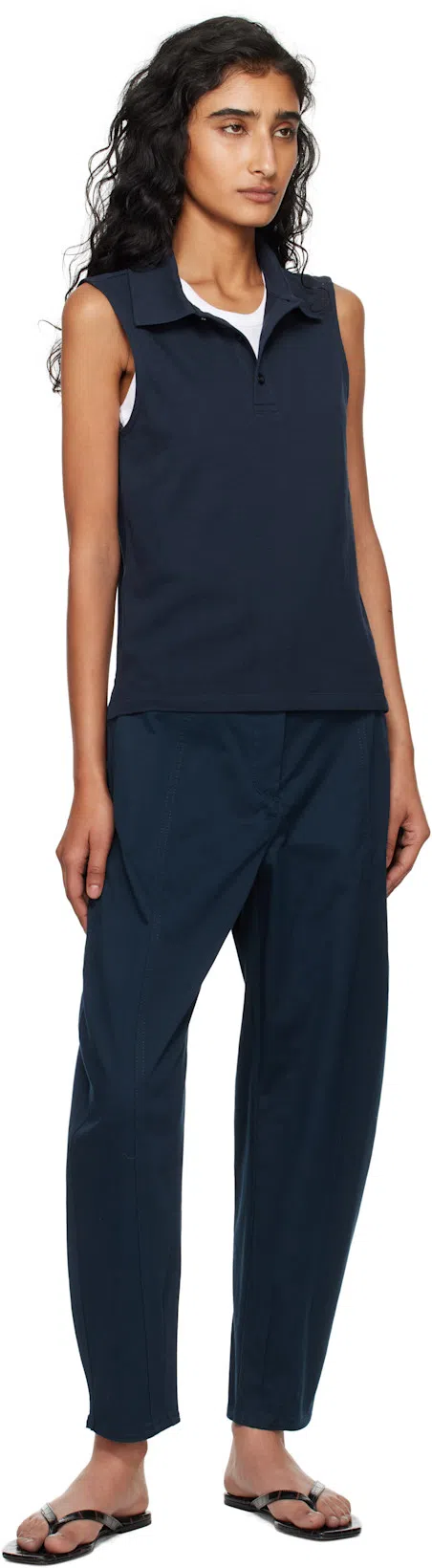 TOTÊME Toteme Leather Thong Sandals In Black