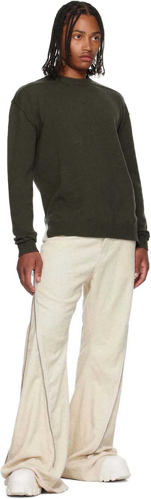 RICK OWENS Beatle Bozo Tractor Genuine Calf Hair Chelsea Boot In White