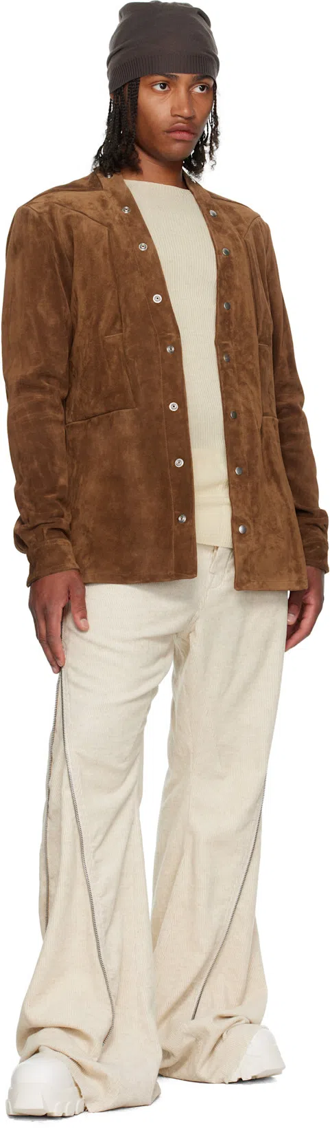 RICK OWENS Beatle Bozo Tractor Genuine Calf Hair Chelsea Boot In White