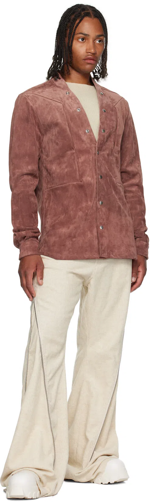 RICK OWENS Beatle Bozo Tractor Genuine Calf Hair Chelsea Boot In White