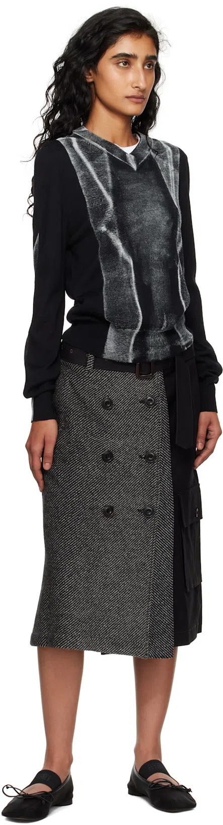 MM6 MAISON MARGIELA Black Polyamide Ballerinas With Delicate Bow Detail