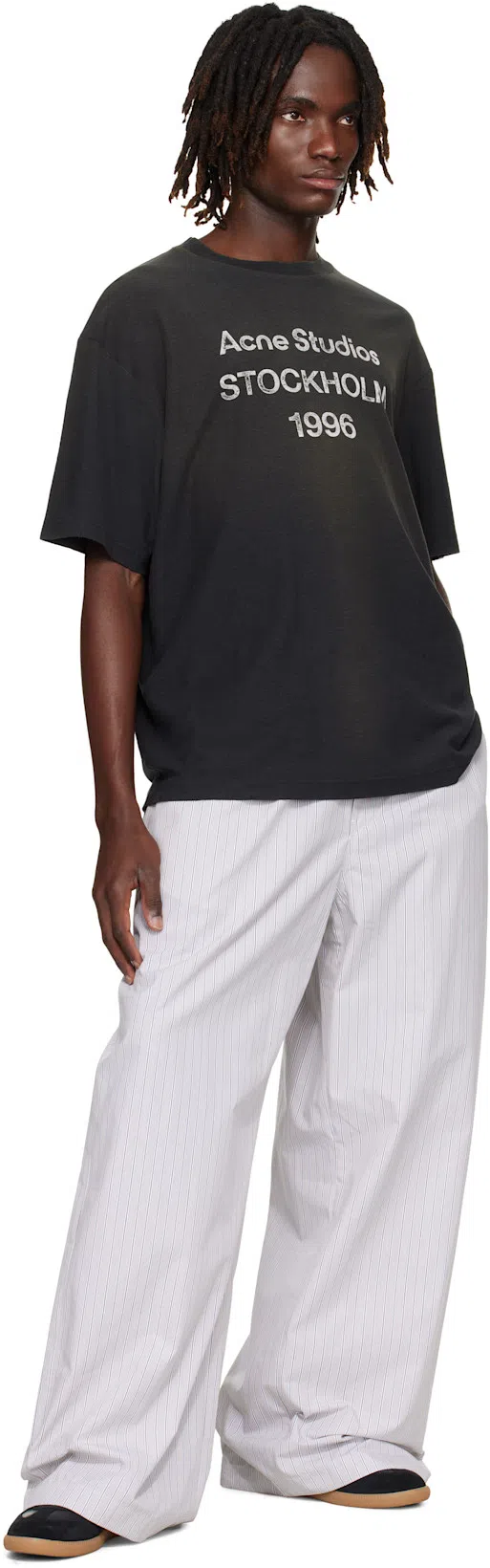 ACNE STUDIOS Men Crew Neck T-shirt With Print In Black