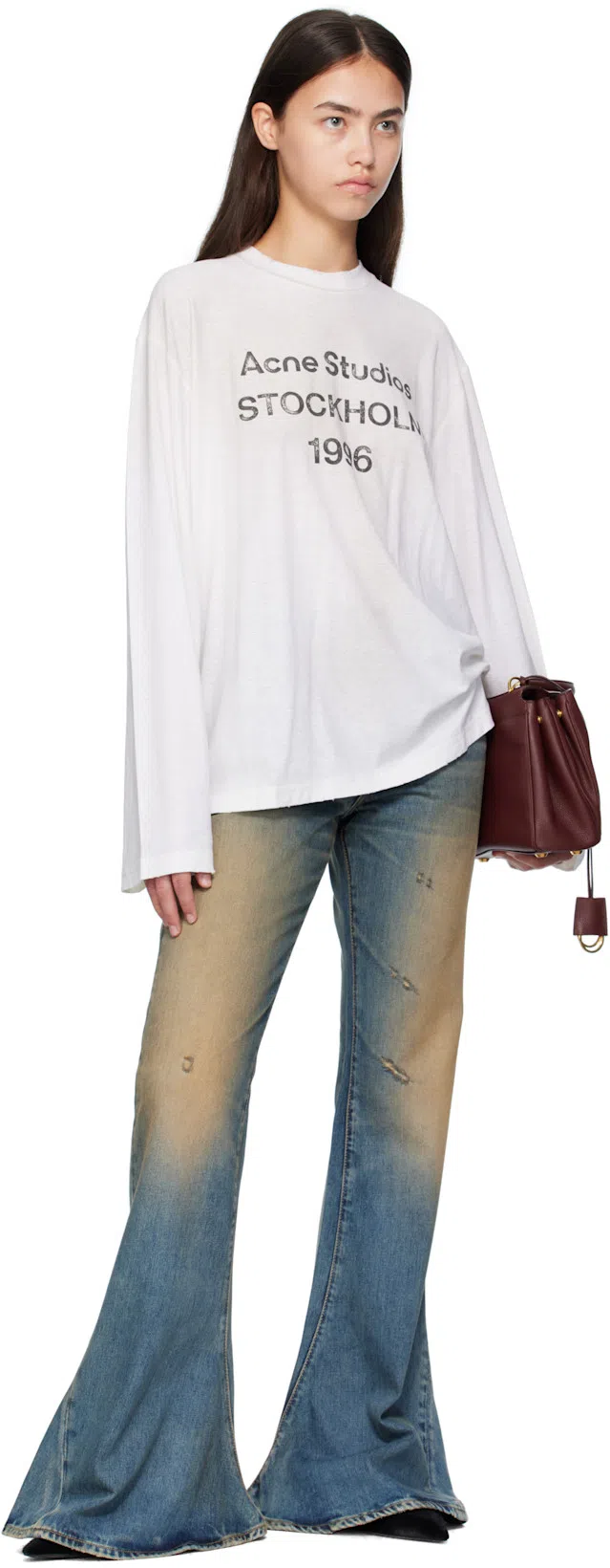 ACNE STUDIOS White Relaxed Fit Logo T-shirt In Dc6 Dusty White