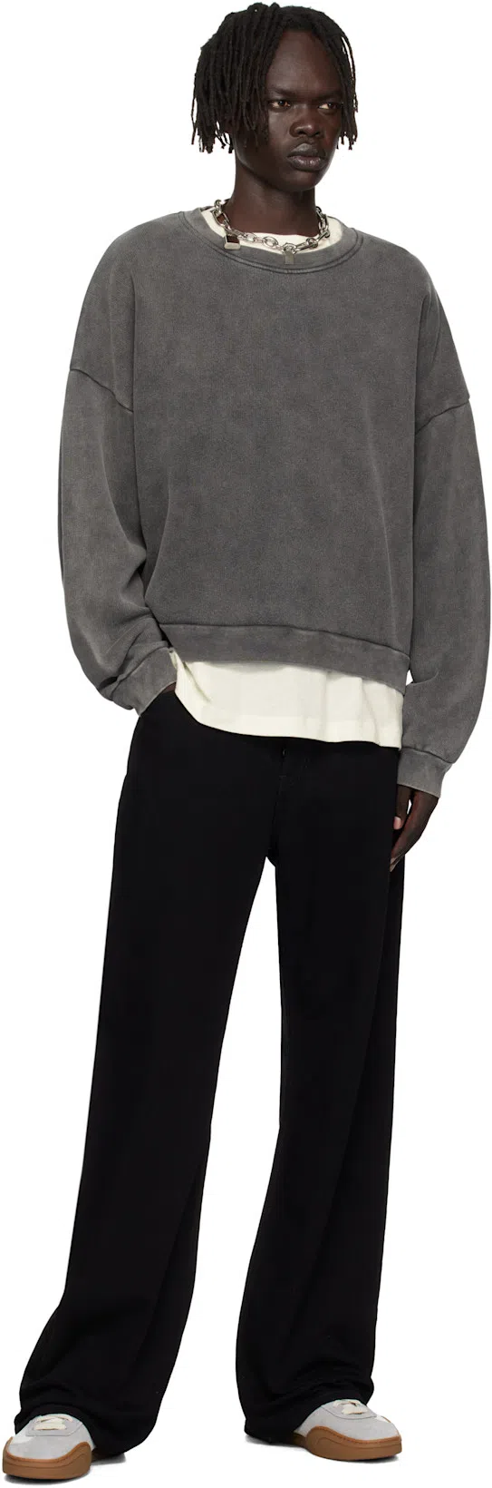 ACNE STUDIOS Bars Low Suede-trimmed Leather Sneakers In White