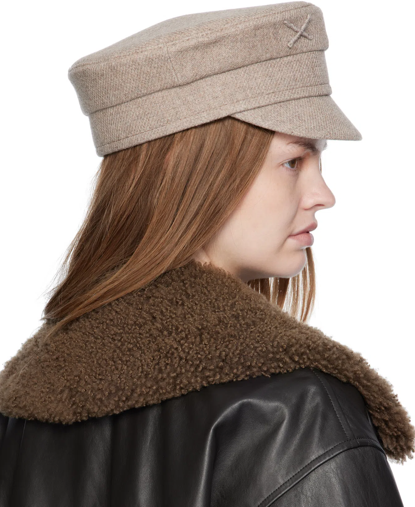 RUSLAN BAGINSKIY Beige Logo-embellished Baker Boy Cap In Neutral