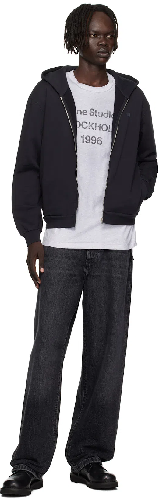 ACNE STUDIOS Exford Distressed Logo-print Organic Cotton-jersey T-shirt In Gray