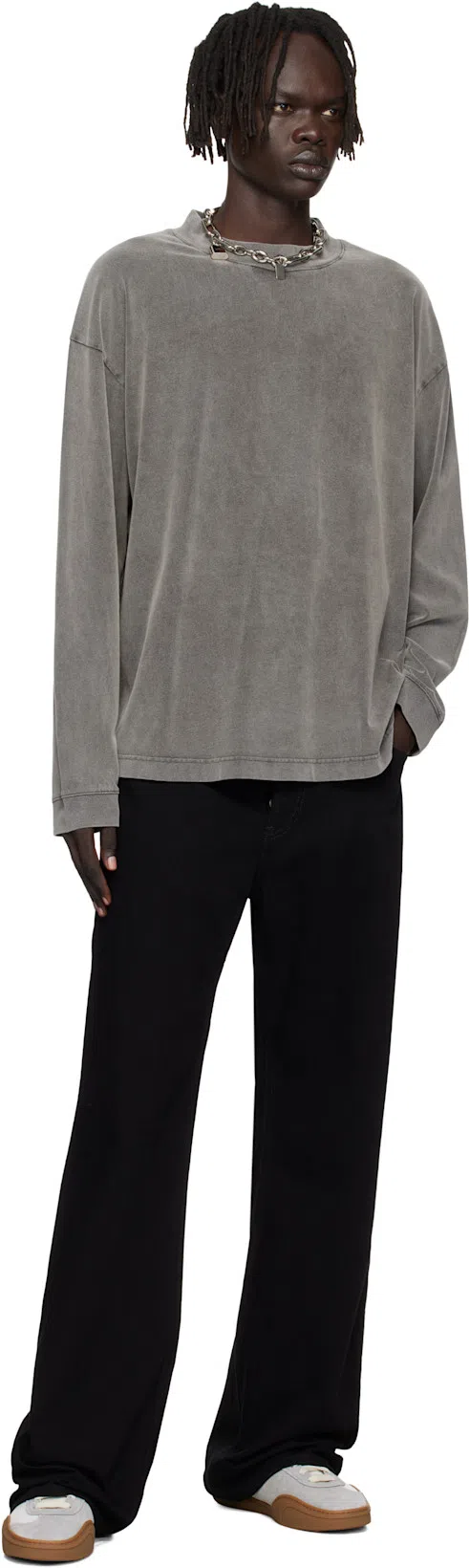 ACNE STUDIOS Bars Low Suede-trimmed Leather Sneakers In White