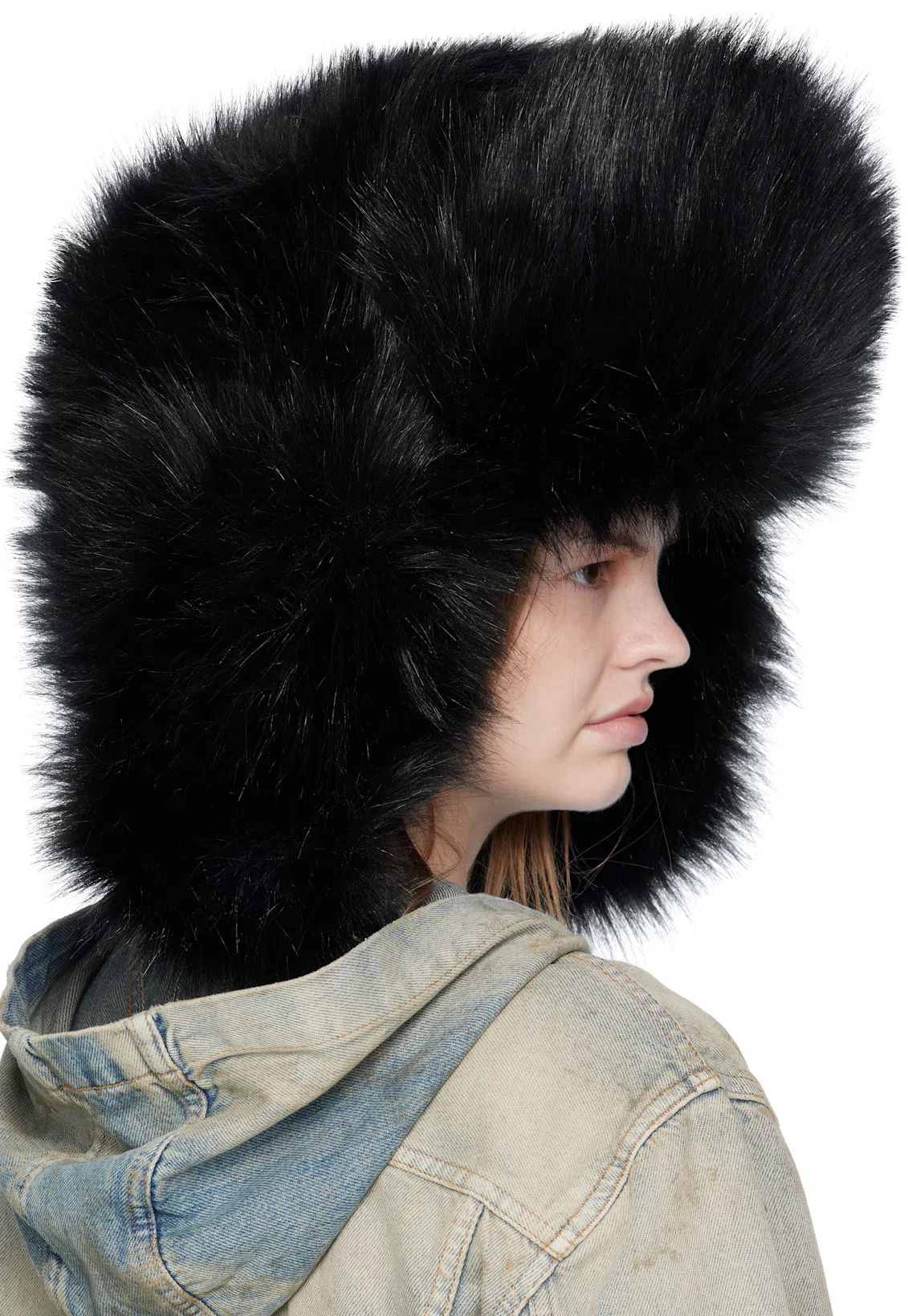 RUSLAN BAGINSKIY Fluffy Ear-flap Hat In Black