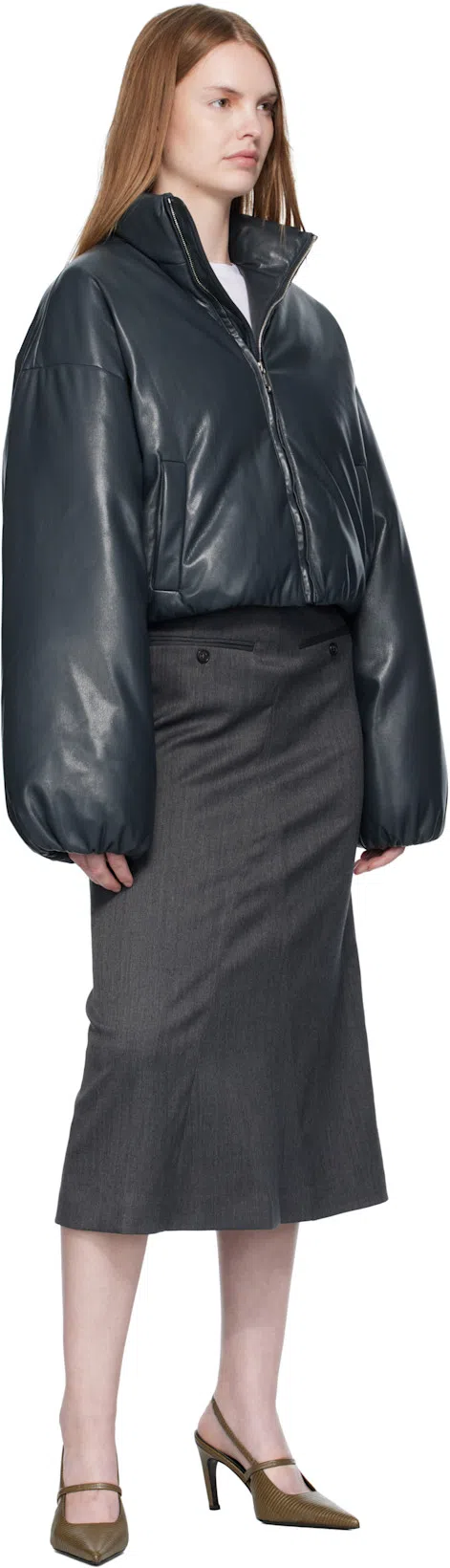 TOTÊME Toteme Lizard Embossed Sharp Pointed Toe Slingback Pump In Brown