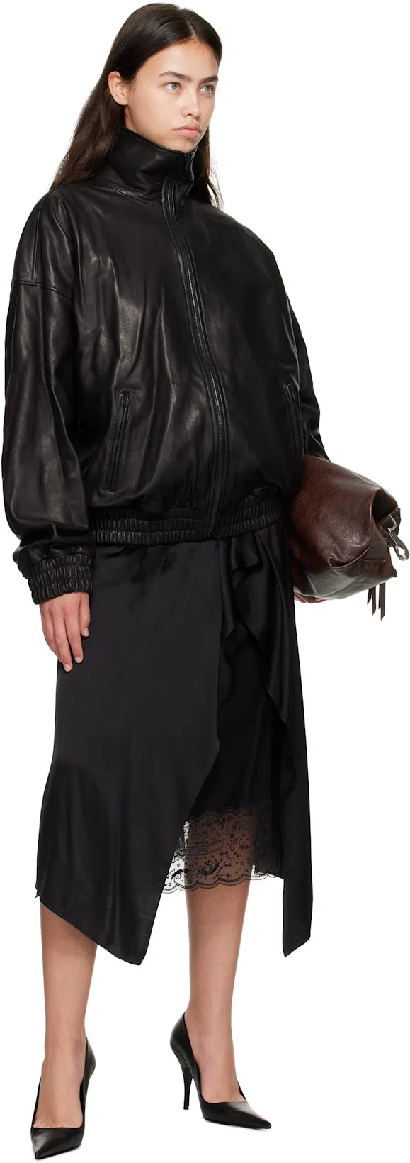 ACNE STUDIOS Zip-up Leather Jacket In Brown