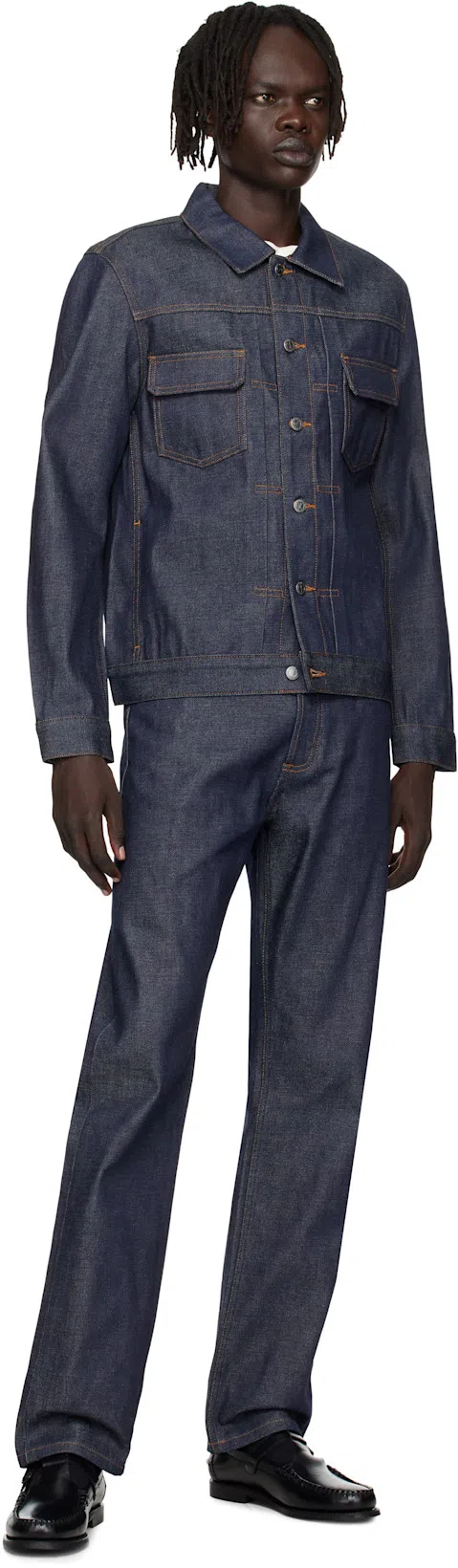 APC A.p.c. Classic Indigo Denim Jacket With Structured Silhouette In Blue