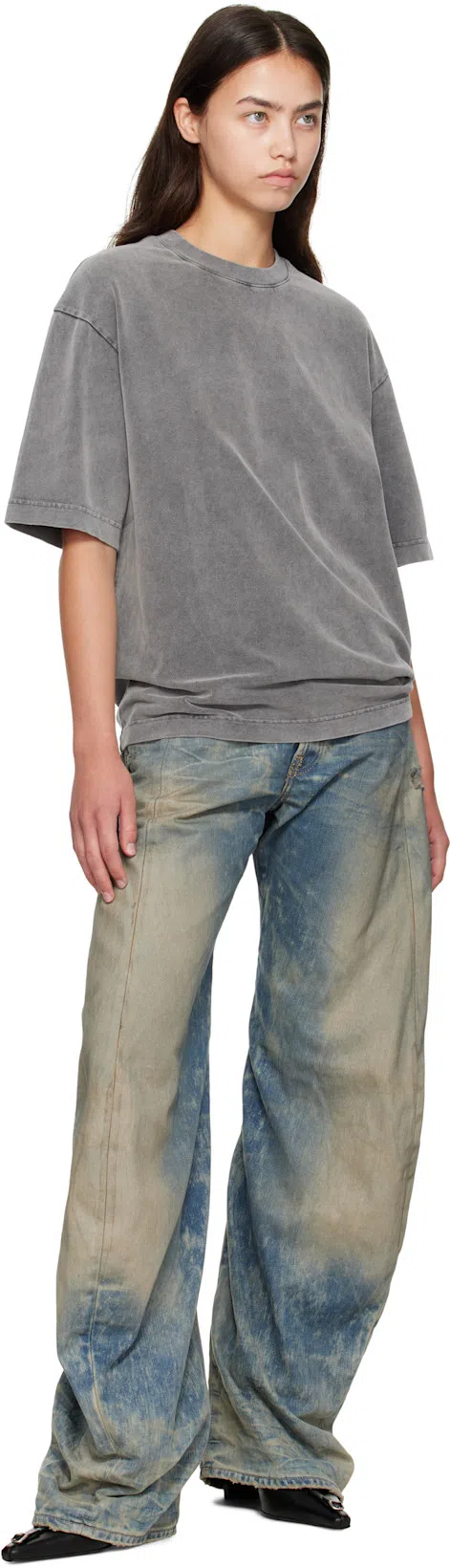 ACNE STUDIOS Womens Mid Blue Barrel-leg Goldmine Denim Jeans In Multi