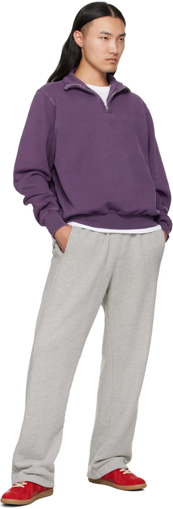 MAISON MARGIELA Modern Sneakers With Suede Panels And Rubber Sole In Red