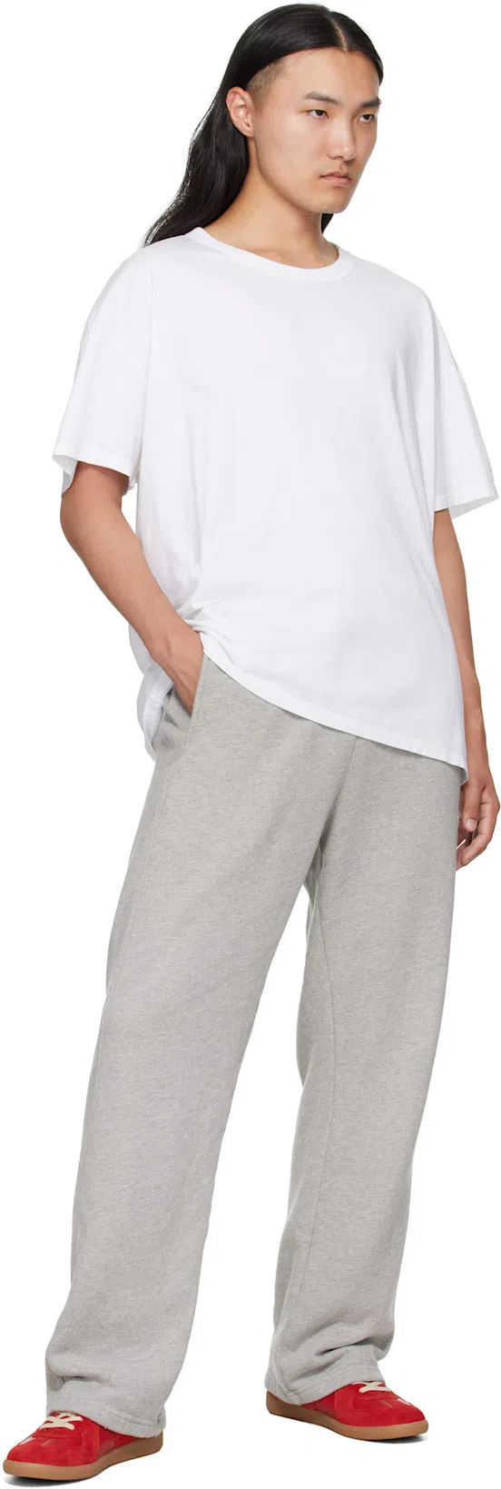 MAISON MARGIELA Modern Sneakers With Suede Panels And Rubber Sole In Red