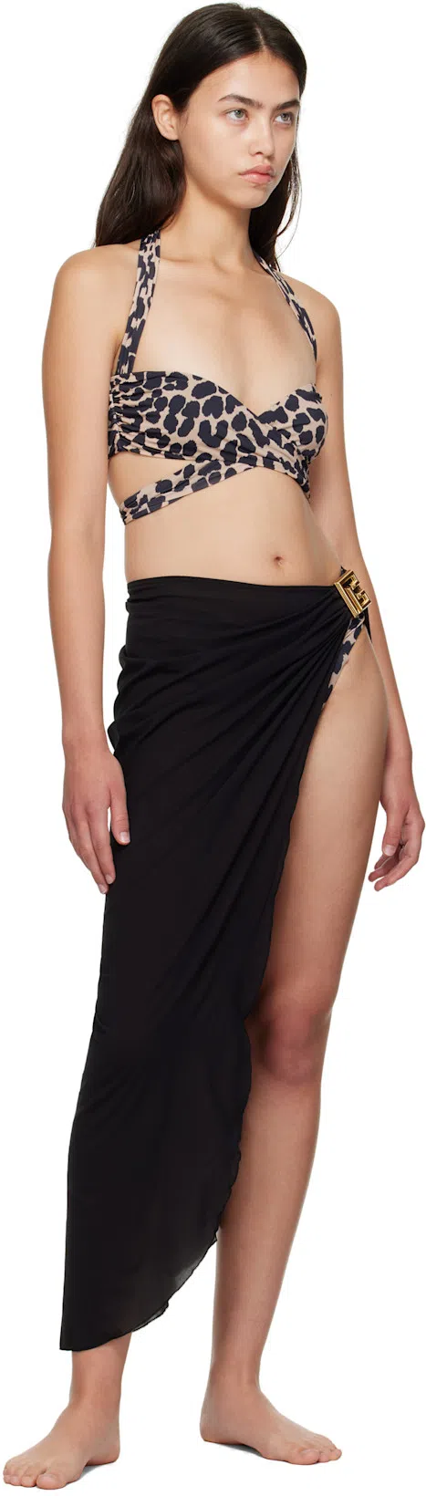 BALMAIN Black Long Cover-up Skirt