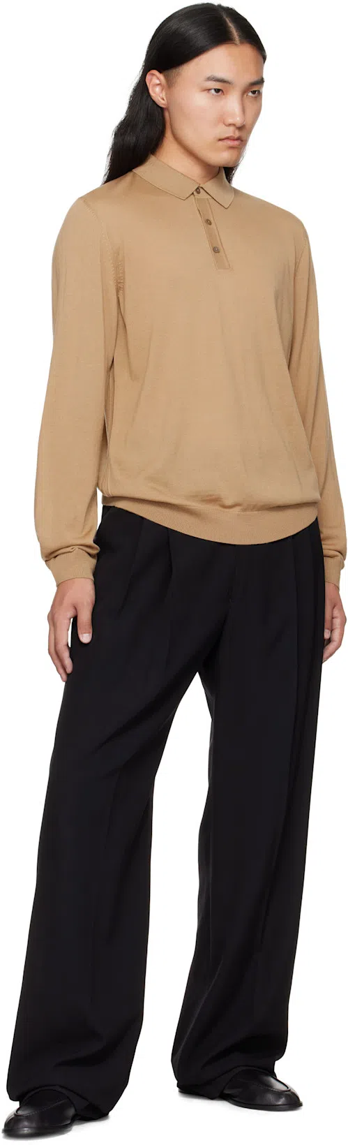 DRIES VAN NOTEN Wide Wool Blend Gabardine Pants In Navy