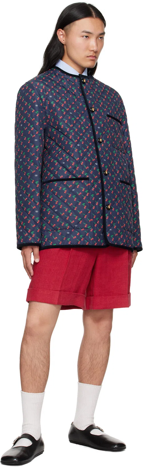 VALENTINO Garavani Cotton Oxford Shirt With Vlogo Embroidery In Multi