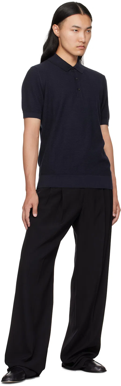 DRIES VAN NOTEN Wide Wool Blend Gabardine Pants In Navy