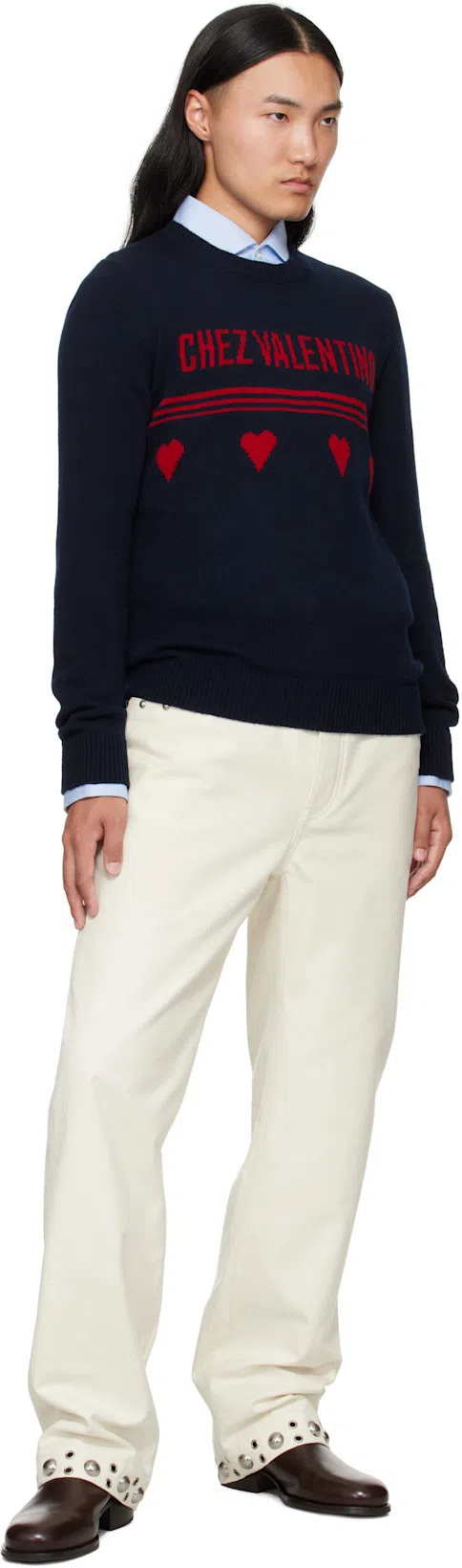 VALENTINO Garavani Cotton Oxford Shirt With Vlogo Embroidery In Multi